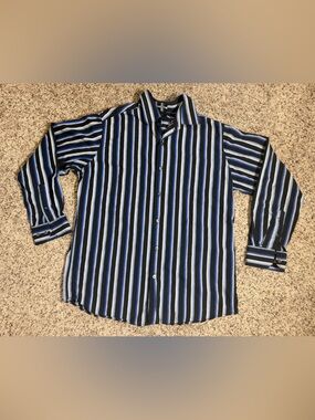 Western Button Down Black/Blue/white Large